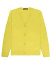 Face Logo V-Neck Cardigan Yellow - ACNE STUDIOS - BALAAN 2