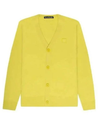 Face Logo V-Neck Cardigan Yellow - ACNE STUDIOS - BALAAN 2