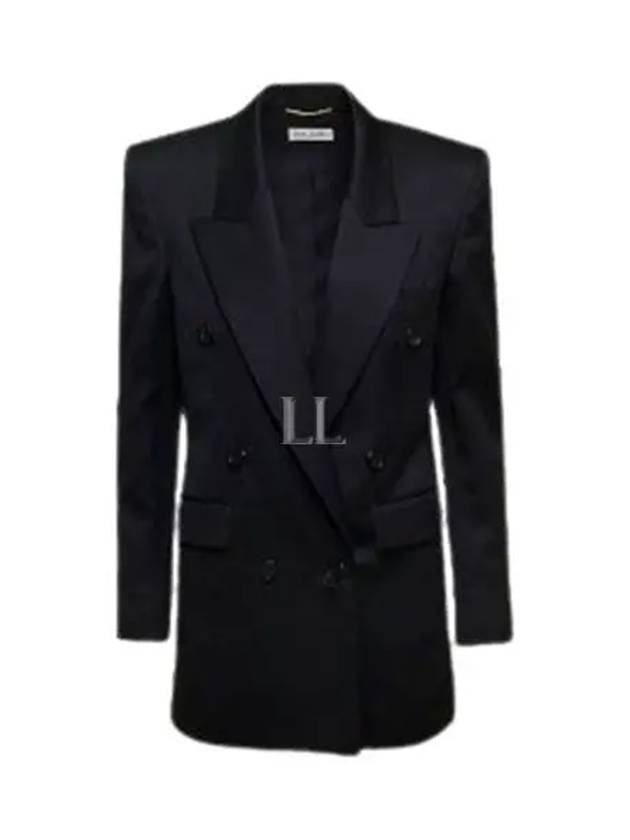 Double Breasted Blazer Jacket Black - SAINT LAURENT - BALAAN 2