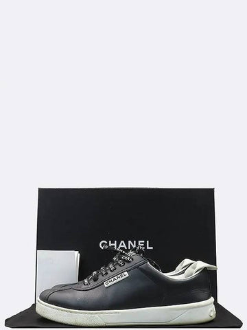 G34085 Cruise Collection Black Color Leather Women s Canvas Sneakers Size 35 - CHANEL - BALAAN 1