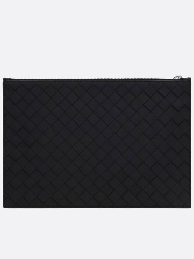 Intrecciato Strap Large Clutch Bag Black - BOTTEGA VENETA - BALAAN 4