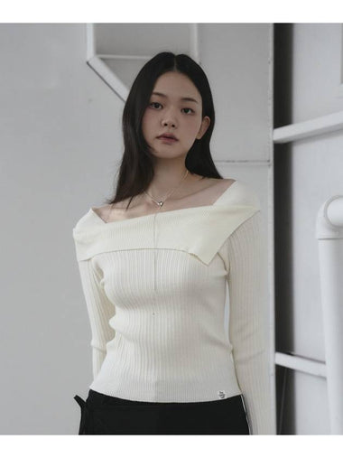 Off shoulder slim ribbed knit Ivory - THE GREEN LAB - BALAAN 1