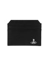 ORB Logo Grain Leather Slim Card Wallet Black - VIVIENNE WESTWOOD - BALAAN 2