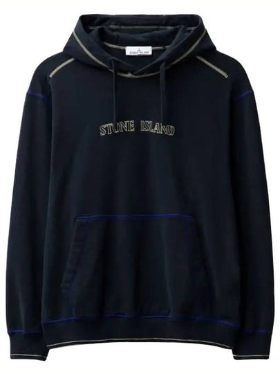 Brushed Cotton Fleece Hoodie Navy - STONE ISLAND - BALAAN 2