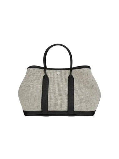 Garden Party 30 Bag Twill Negonda Tote Bag Ecru Noir - HERMES - BALAAN 1