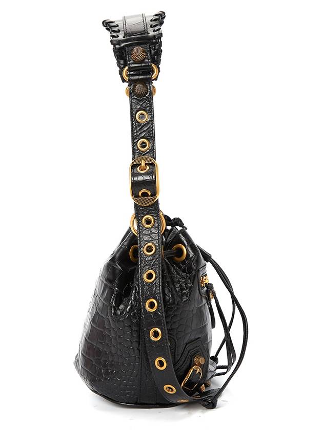 Le Cagol XS Leather Bucket Bag Black - BALENCIAGA - BALAAN.