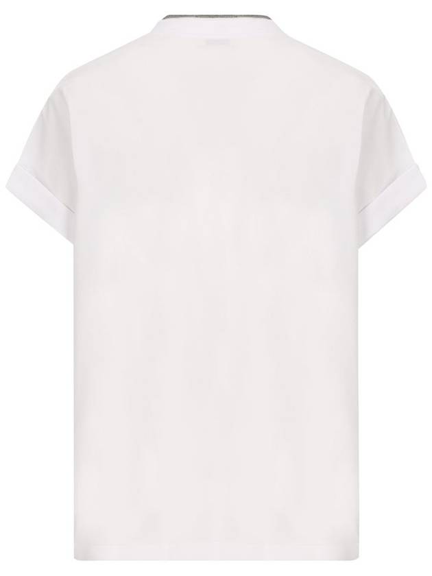 Monilli V-Neck Short Sleeve T-Shirt White - BRUNELLO CUCINELLI - BALAAN 3