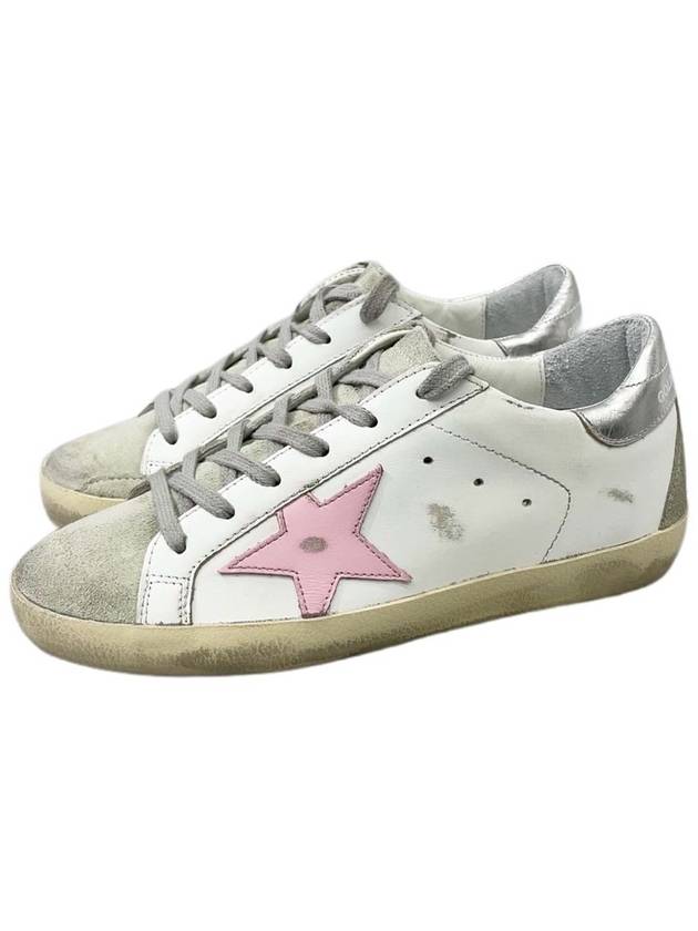 Women's Superstar Silver Heel Tab Pink Star Low Top Sneakers White - GOLDEN GOOSE - BALAAN 2