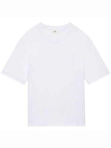 UTS002.726 100 Heart Logo Patch Short Sleeve T-Shirt White T-Shirt TJ - AMI - BALAAN 1