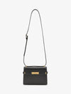 Manhattan Mini Embossed Gold-Tone Logo Leather Cross Bag Black - SAINT LAURENT - BALAAN 2