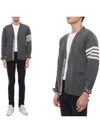 Men's Sustainable Classic Diagonal Wool Cardigan Medium Grey - THOM BROWNE - BALAAN 2