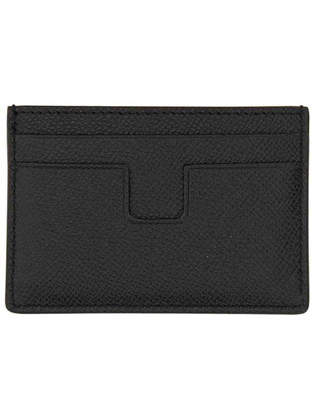 TF Logo Leather Card Wallet Black - TOM FORD - BALAAN 6