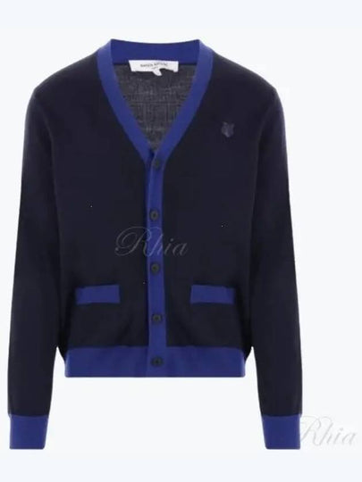 Bold Fox Head Patch Two-Tone Cardigan Ink Blue - MAISON KITSUNE - BALAAN 2