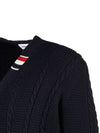 Cable Knitwear Virgin Wool Cardigan Navy - THOM BROWNE - BALAAN 6