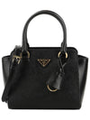 Triangle Logo Saffiano Leather Mini Tote Bag Black - PRADA - BALAAN 2