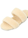 Shearling Sandal Slippers White - SAINT LAURENT - BALAAN 8