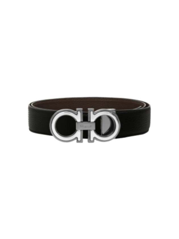 Men's Gancini Reversible Leather Belt Black - SALVATORE FERRAGAMO - BALAAN 2