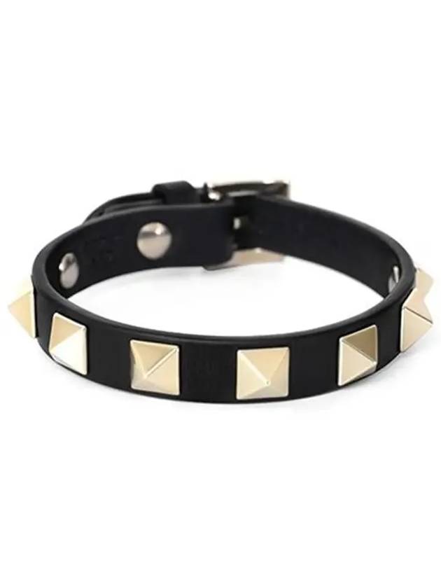 Women's Rockstud Leather Bracelet Black - VALENTINO - BALAAN 5