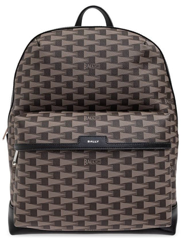 Bally Backpack With Printed Logo, Men's, Brown - BALLY - BALAAN 1