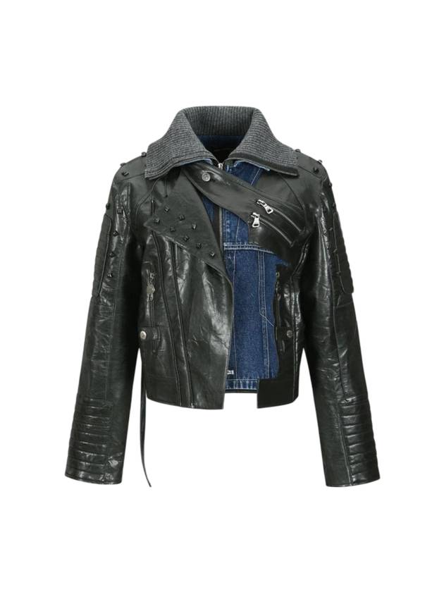 Denim Faux Leather Jacket Black - ANDERSSON BELL - BALAAN 1