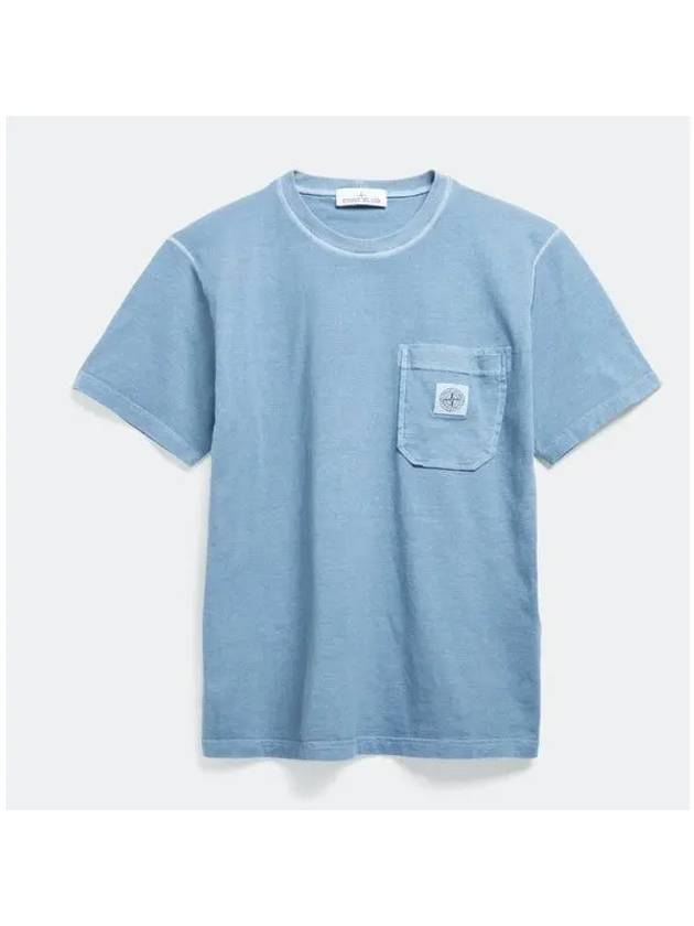 Fissato Treatment Organic Cotton Short Sleeve T-Shirt Blue - STONE ISLAND - BALAAN 2