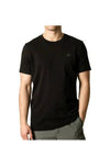 Satellite Logo Detail Crew Neck Short Sleeve T-Shirt Black - MOOSE KNUCKLES - BALAAN 6