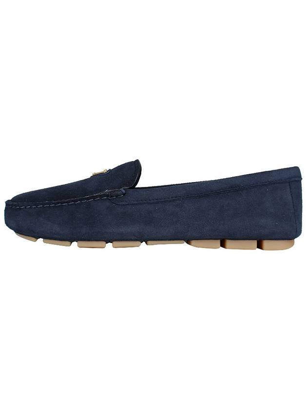 Triangle Logo Suede Driving Shoes Navy - PRADA - BALAAN 4