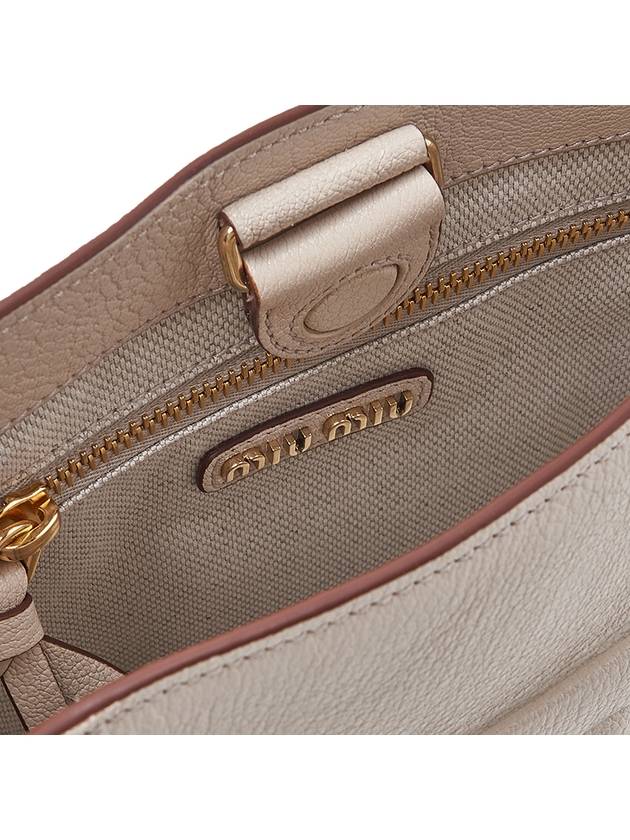 Madras Leather Shoulder Bag Raw White - MIU MIU - BALAAN 10