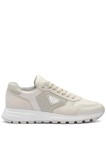 Nubuck Nylon Low Top Sneakers Beige - PRADA - BALAAN 1