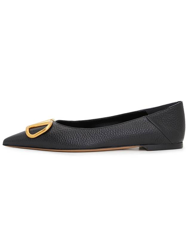 V Logo Pointed Toe Ballerina Flats Black - VALENTINO - BALAAN 4