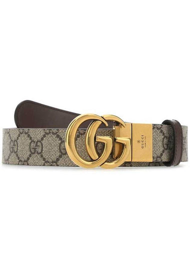 GG Marmont Supreme Canvas Leather Reversible Belt Brown Beige - GUCCI - BALAAN 1