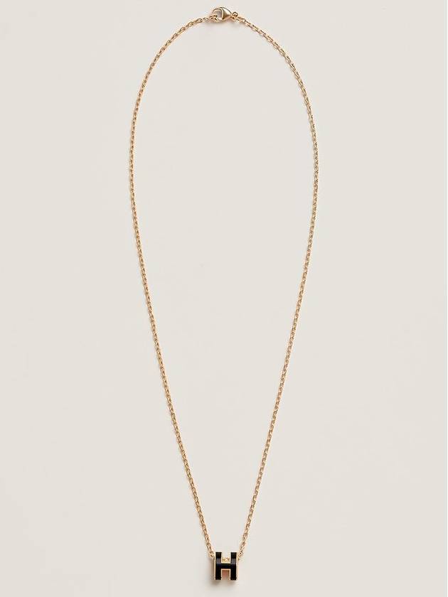 Mini Pop H Pendant Necklace Gold Noir - HERMES - BALAAN 3