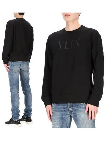 VLTN Logo Print Cotton Sweatshirt Black - VALENTINO - BALAAN 2