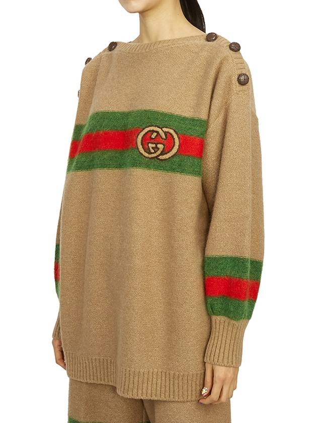 Web Interlocking GG Knit Top Camel - GUCCI - BALAAN 3