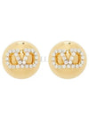 V Logo Signature Strass Earrings Gold - VALENTINO - BALAAN 2