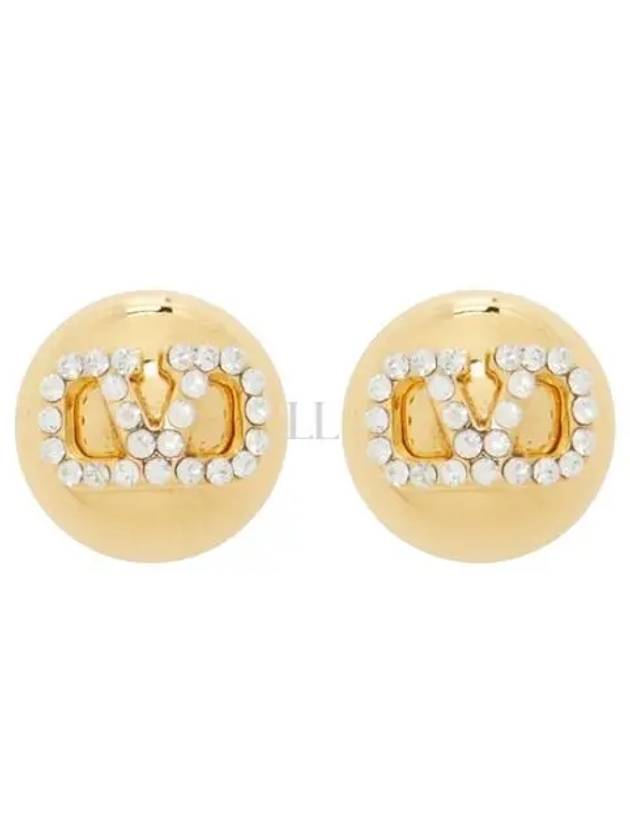 V Logo Signature Strass Earrings Gold - VALENTINO - BALAAN 2