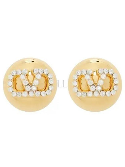 V Logo Signature Strass Earrings Gold - VALENTINO - BALAAN 2