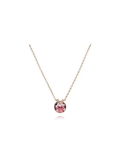 Bella V Round Pendant Necklace Pink Rose Gold - SWAROVSKI - BALAAN 2