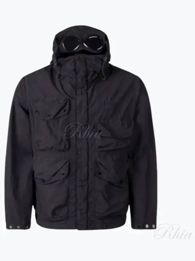 Flatt Nylon Goggle Hooded Jacket Black - CP COMPANY - BALAAN 2