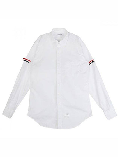 Men's Three Stripes Armband Poplin Long Sleeve Shirt White - THOM BROWNE - BALAAN 2