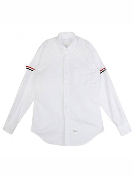 Men's Three Stripes Armband Poplin Long Sleeve Shirt White - THOM BROWNE - BALAAN 2