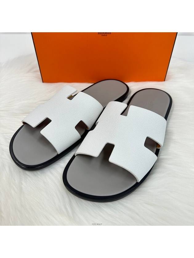 Izmir Epsom Calfskin Slippers White - HERMES - BALAAN 2