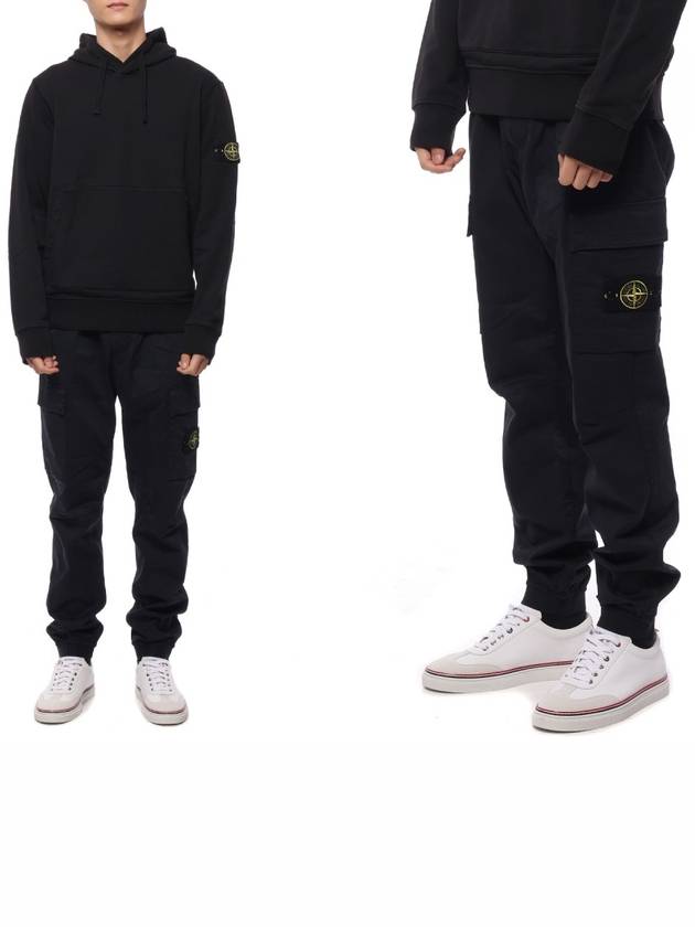 Stretch Cotton Wool Satin Cargo Straight Pants Navy - STONE ISLAND - BALAAN 2