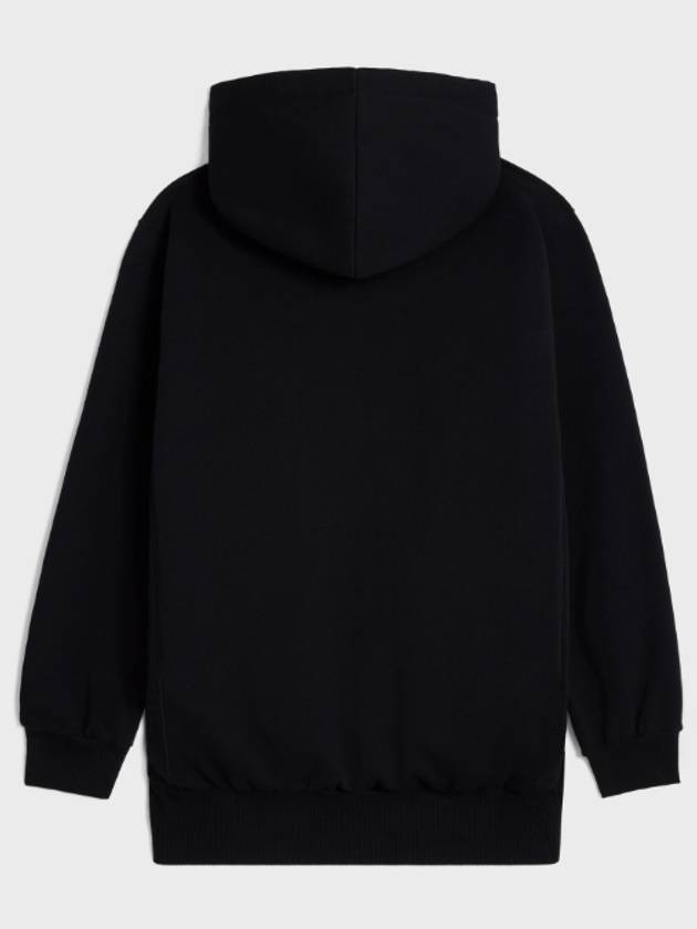 Logo Print Cotton Fleece Oversized Hoodie Black - CELINE - BALAAN 5