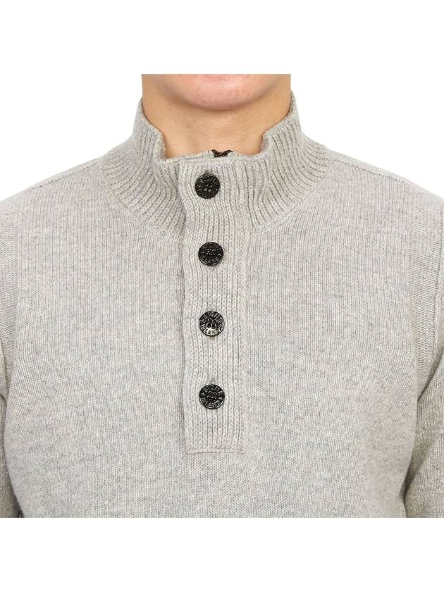 Wappen Patch Button Knit Top Melange Gray - STONE ISLAND - BALAAN 7