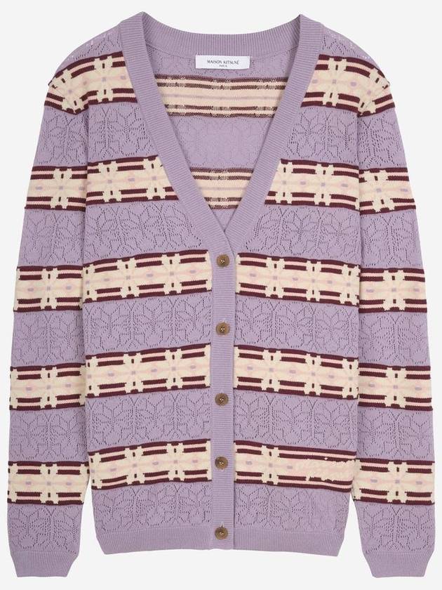 Fairisles V-Neck Cardigan Purple - MAISON KITSUNE - BALAAN 2