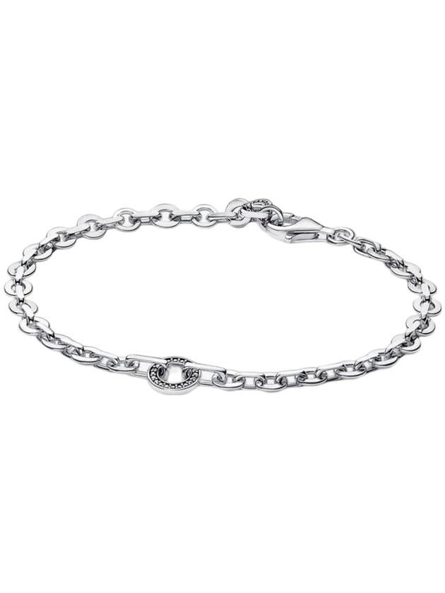 Signature Pave Bold Chain Bracelet Silver - PANDORA - BALAAN 1