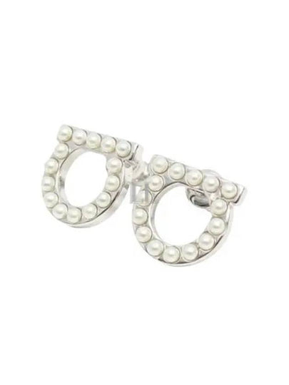 Gancini Pearl Earrings Silver - SALVATORE FERRAGAMO - BALAAN 2