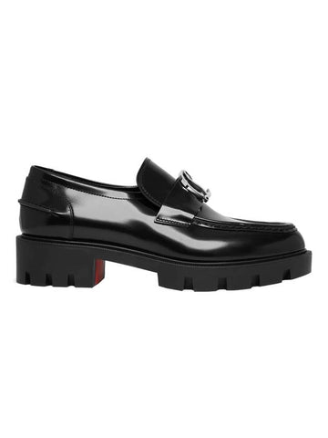 Women's CL Mock Logo Leather Loafers Black - CHRISTIAN LOUBOUTIN - BALAAN 1