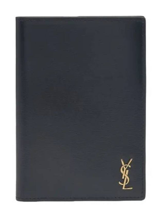 Smooth Leather Monogram Passport Wallet Black - SAINT LAURENT - BALAAN 1